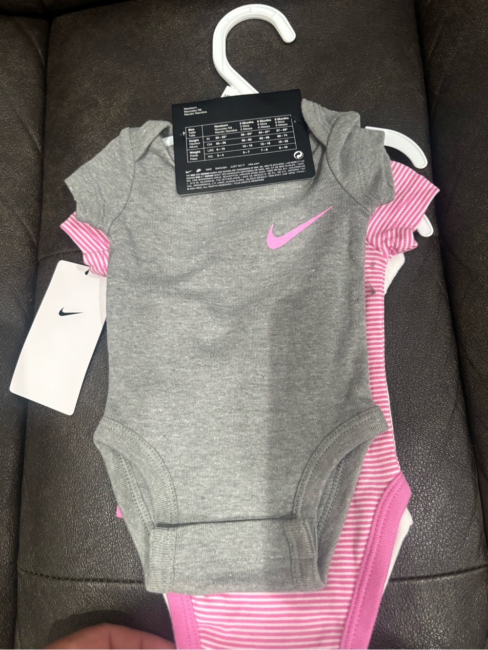Nike Gray and Pink Infant Bodysuit Set